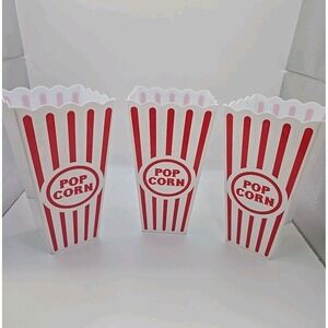 3 Pack - Retro Popcorn Buckets Reusable Bowls Plastic Movie Tubs 3.5 Cups